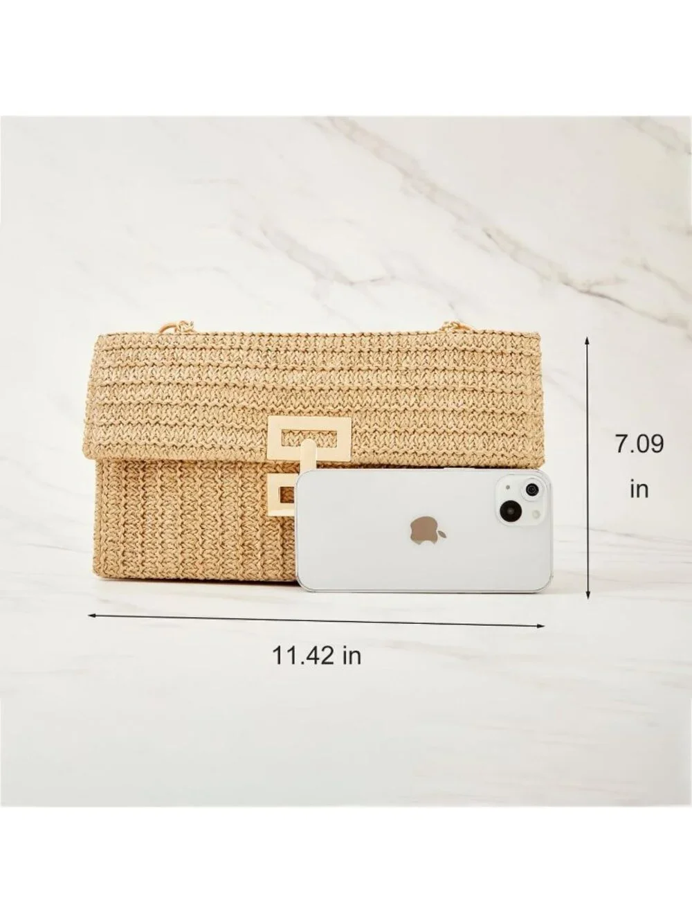 Women’s Khaki2 Straw Woven Clutch Purse Crossbody Evening Wedding Handbag